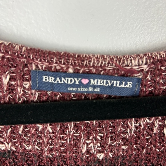 Brandy Melville Wool Linen Blend Colour Block Knit Sweater One Size Burgundy - Picture 6 of 12